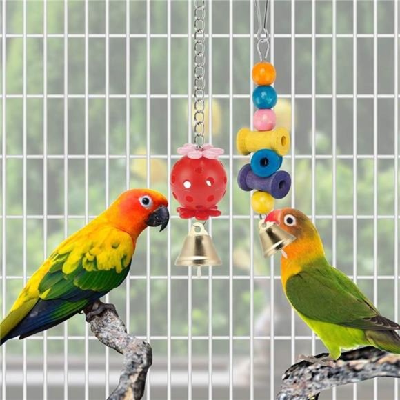 Bird Parakeet Toys,Swing Hanging Standing Chewing Toy Hammock Climbing Ladder - Picture 4 of 6